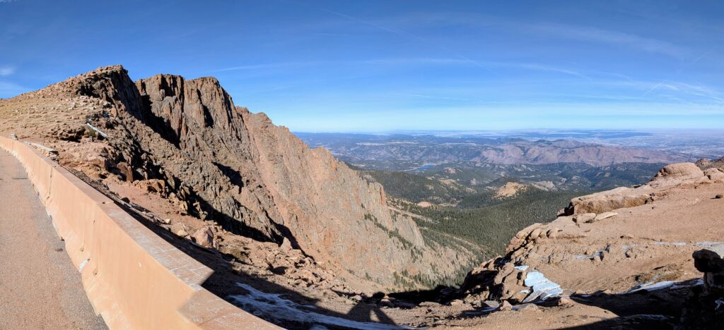 View from Pikes Peak Highway overlooking the Colorado plains.